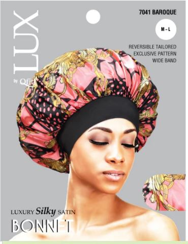 QFITT LUX bonnet, luxury silky bonnet, hair bonnet for sleeping, satin bonnet regular size, QFITT hair bonnet, protective sleep bonnet, frizz control bonnet, silky bonnet pattern